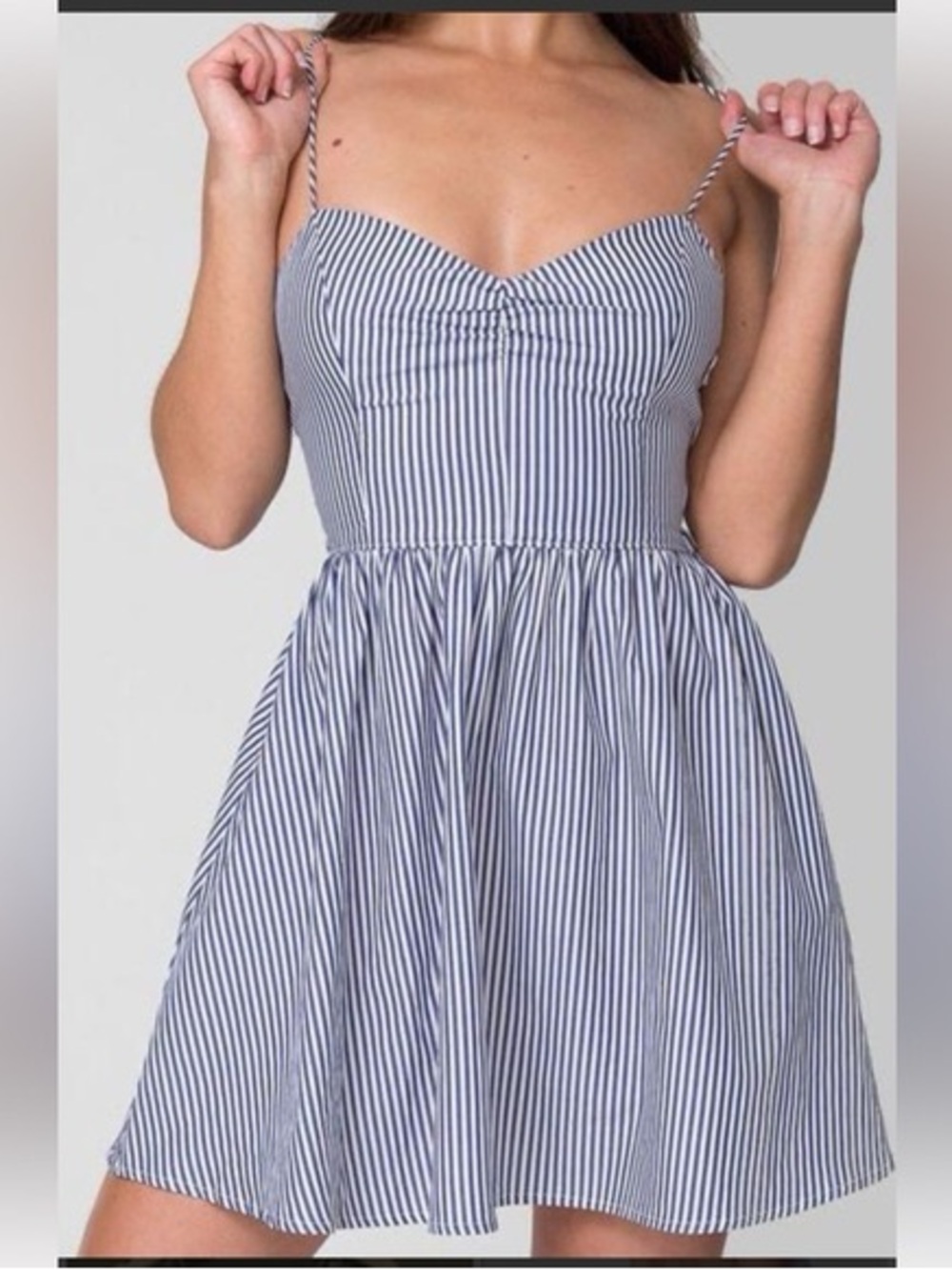 American Apparel Blue and White Tie Back Striped Mini Dress